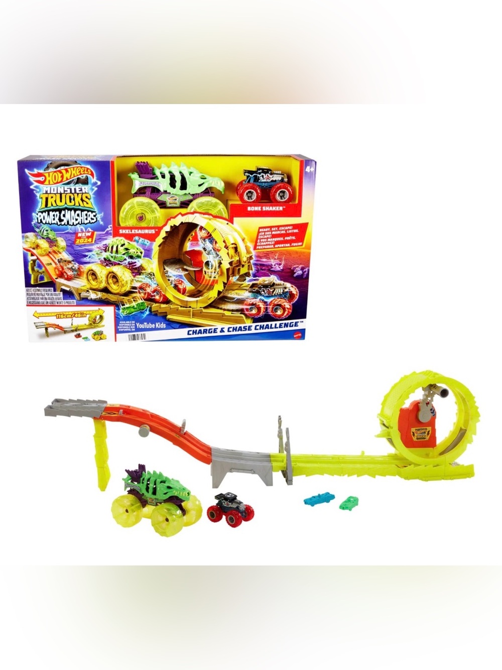 Hot Wheels Monster Trucks Power Smashers Charge & Chase Challenge Track Set NIB - Picture 7 of 9